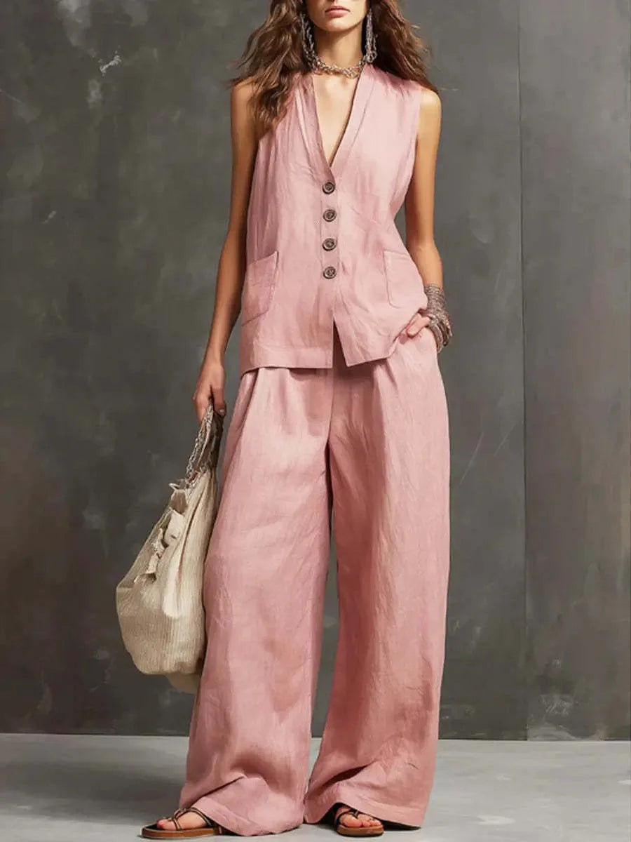 Hannah Breathable Linen Trouser Set