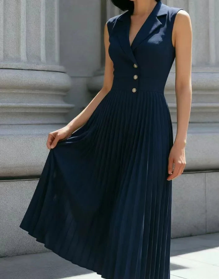 Isabella Elegant Pleated Midi Dress