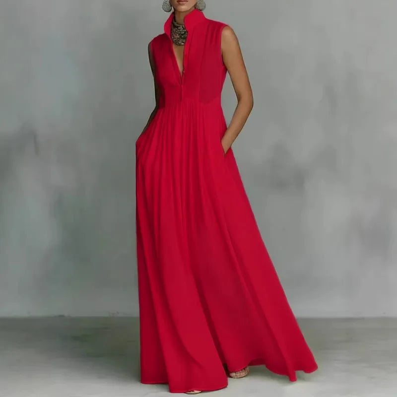 Rowella Sleeveless Ruched Maxi Dress