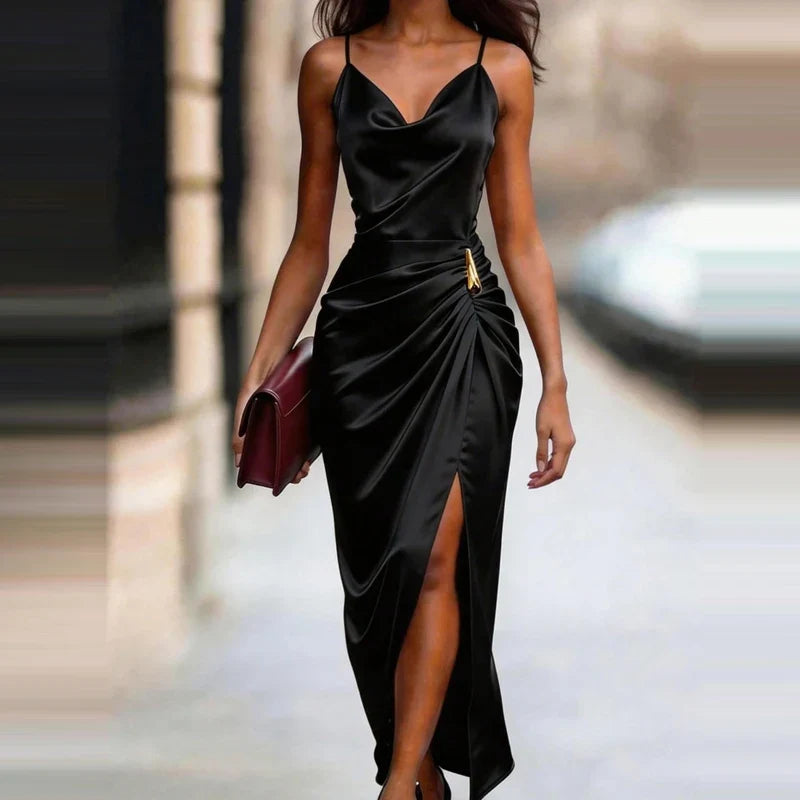 Nolani Satin Cowl Maxi Dress