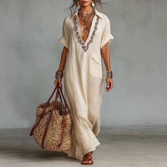 Byonce V Neck Kaftan Dress