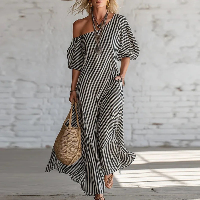 Sian One Shoulder Puff Sleeve Dress