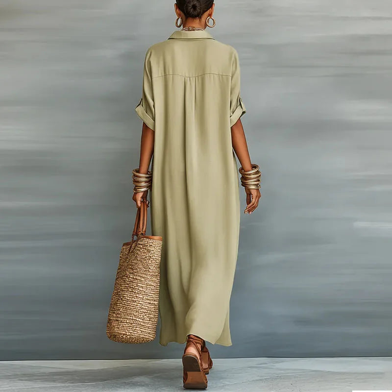 Freya Linen Long Shirt Sundress