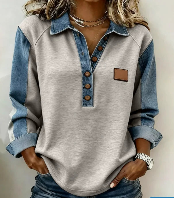 Arya Denim Trim Blouse