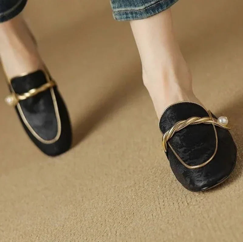 Madeline Floral Embossed Square Toe Sandals