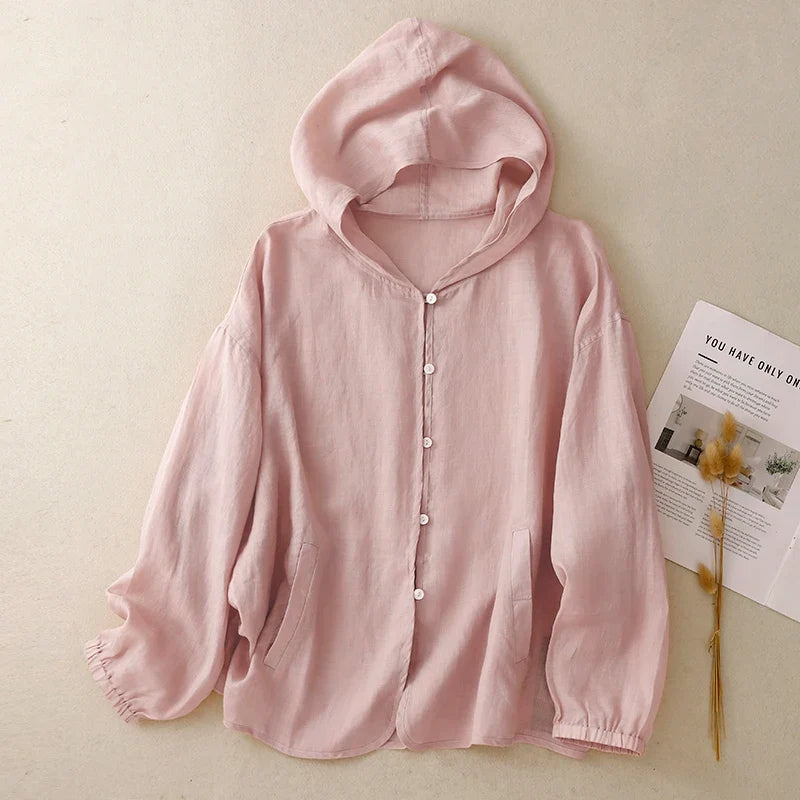 Agnes Hooded Linen Cardigan