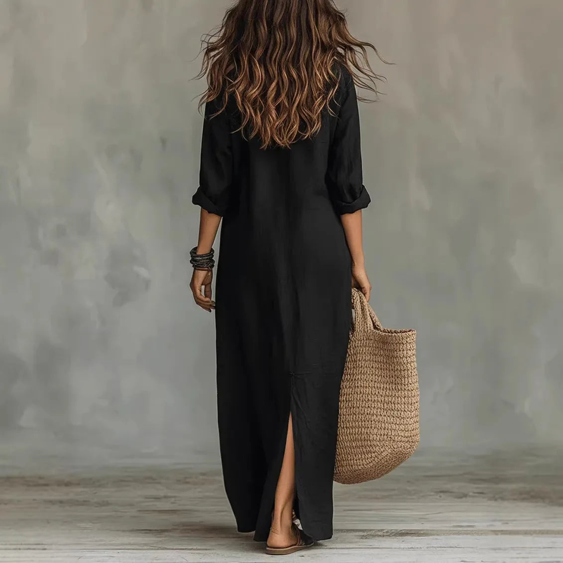 Serena Linen Long Shirt Dress
