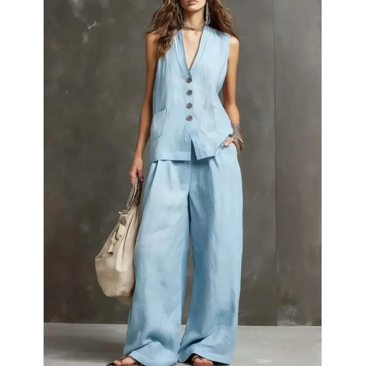 Hannah Breathable Linen Trouser Set