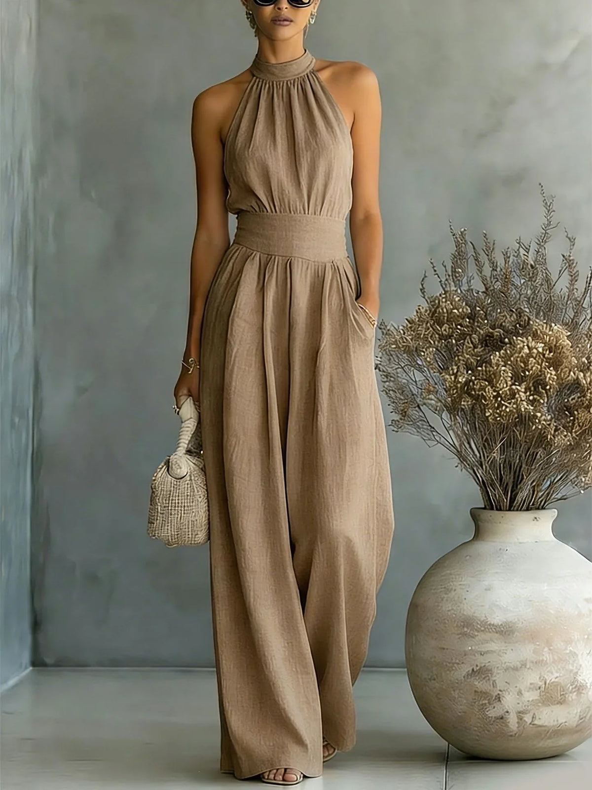 Madison Halter Wide Leg Jumpsuit