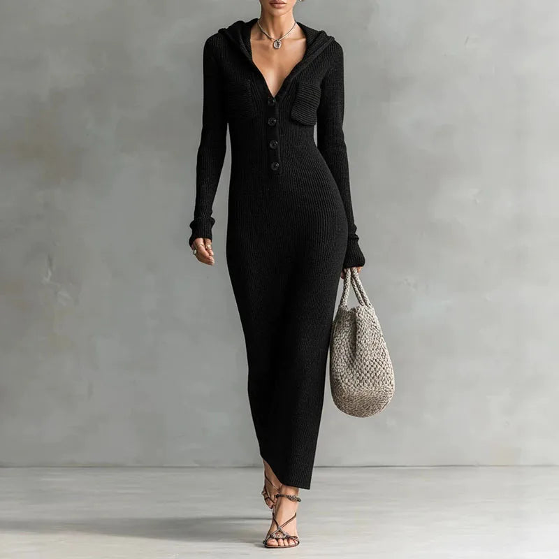 Iris Hooded Knit Maxi Dress