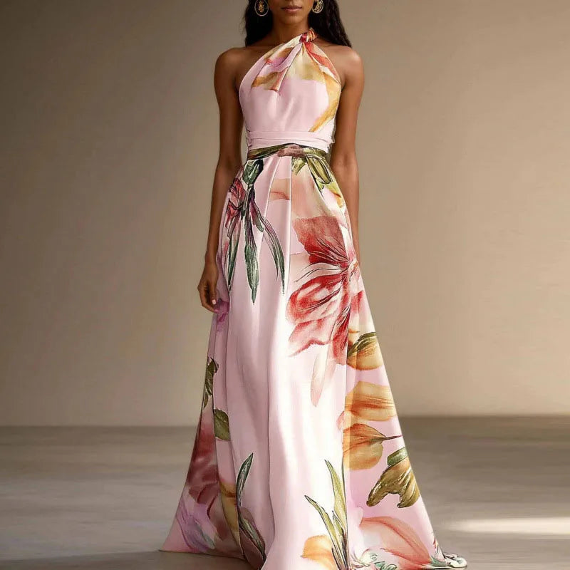 Vestido Floral Wedding Guest Maxi Dress
