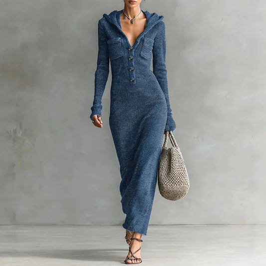 Iris Hooded Knit Maxi Dress