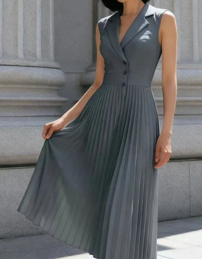 Isabella Elegant Pleated Midi Dress