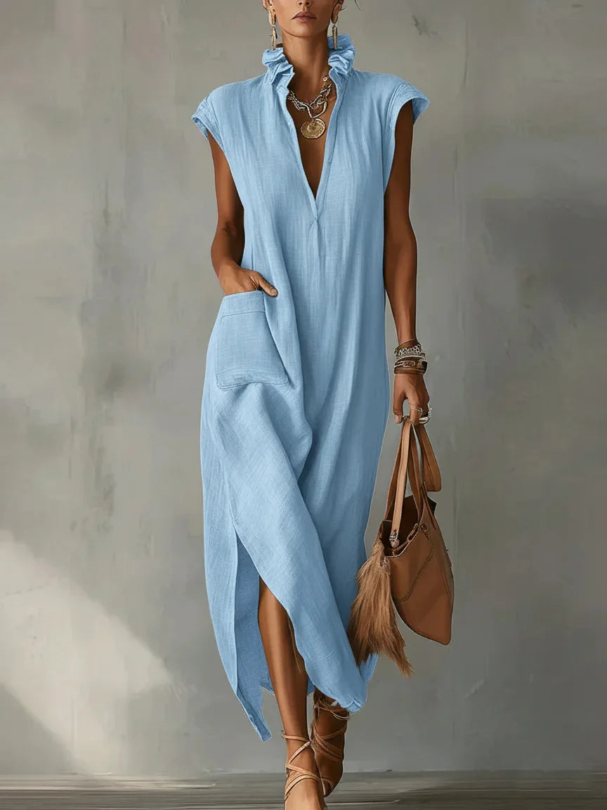 Mary Breathable Linen Midi Dress