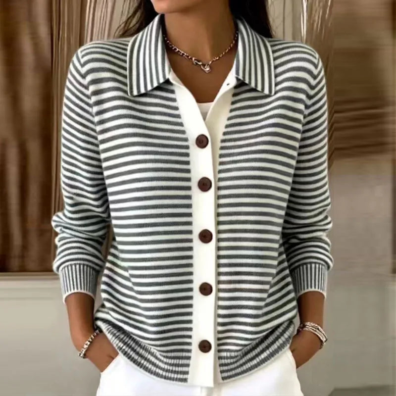 Faye Striped Knit Cardigan