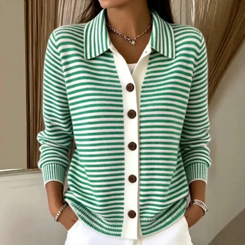 Faye Striped Knit Cardigan