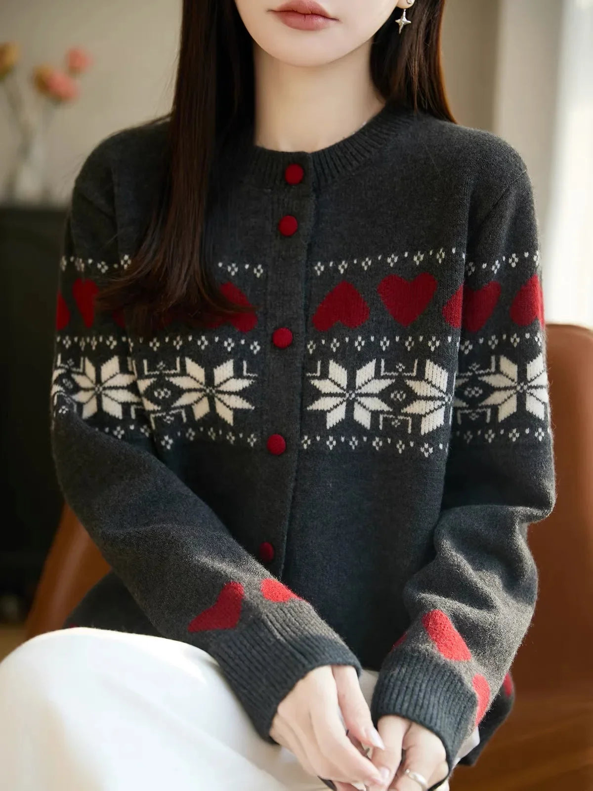 Evelina Jacquard Knit Cardigan