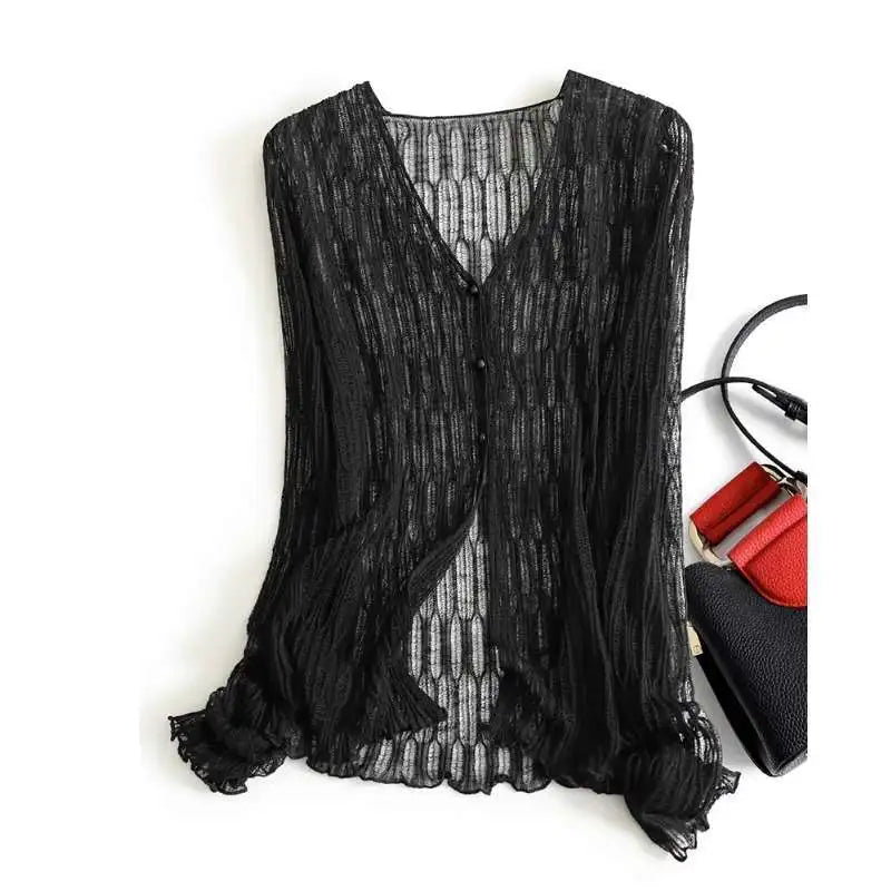 Suzane Ruffle Hem Knit Cardigan