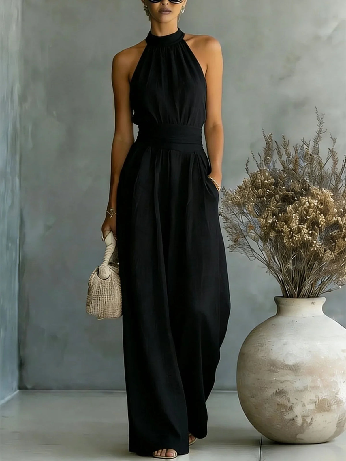 Madison Halter Wide Leg Jumpsuit