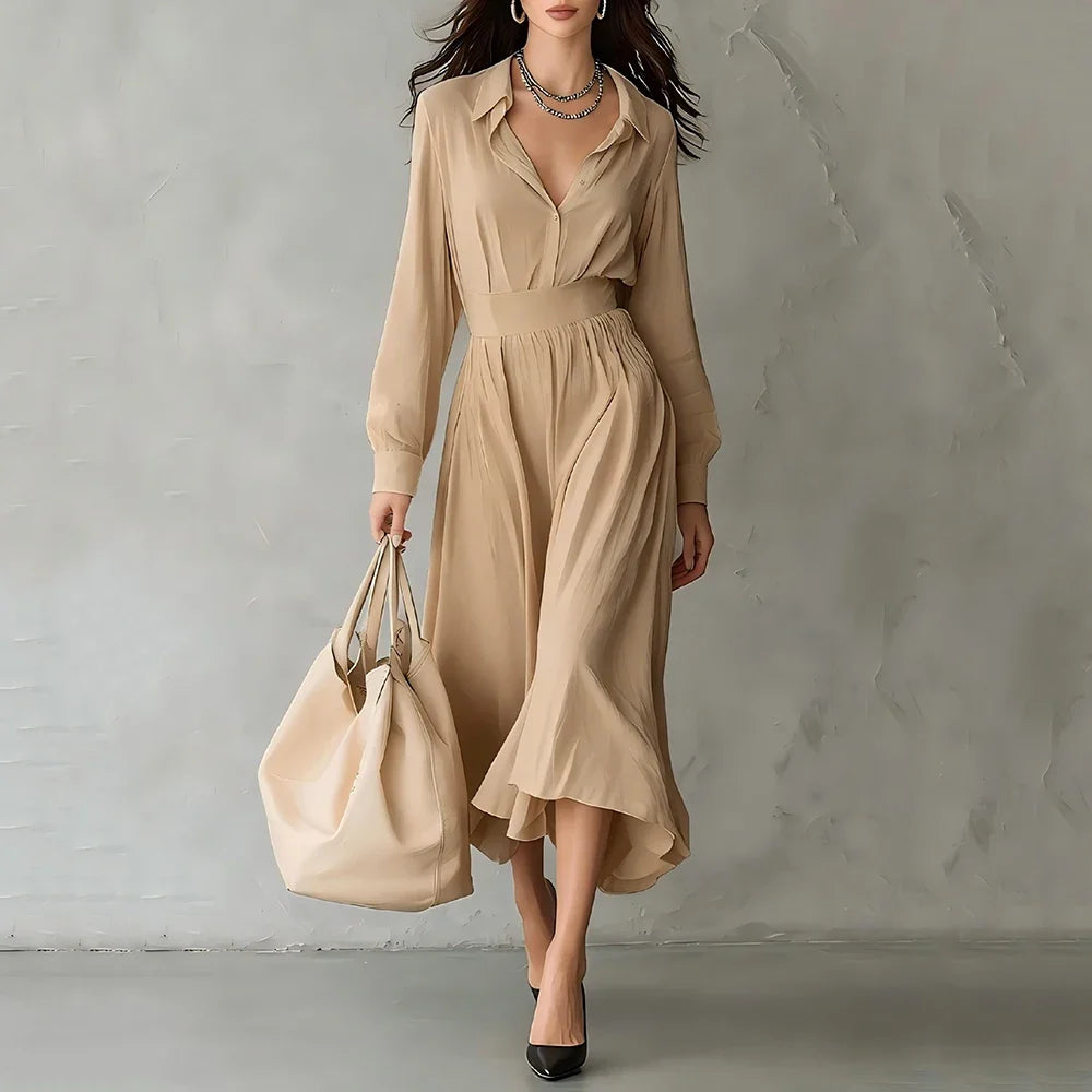 Phoebe Pleated Shirt Midi Dress