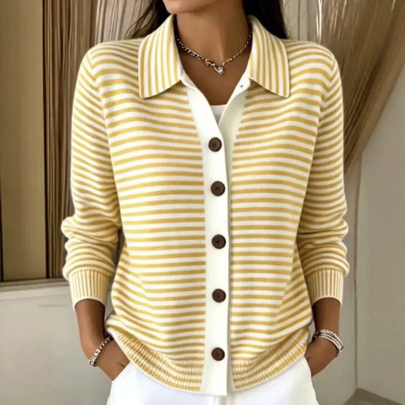 Faye Striped Knit Cardigan