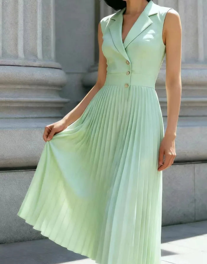 Isabella Elegant Pleated Midi Dress