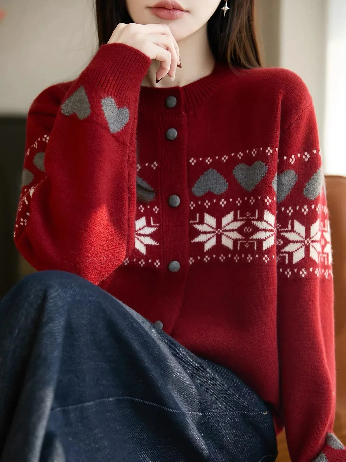 Evelina Jacquard Knit Cardigan