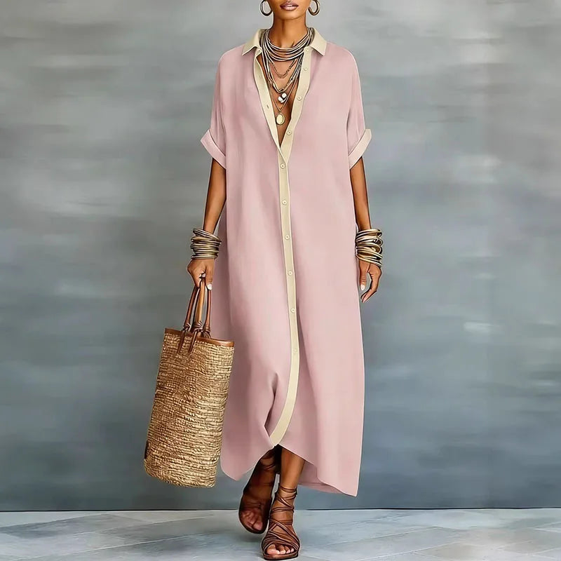 Freya Linen Long Shirt Sundress