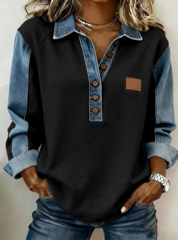 Arya Denim Trim Blouse