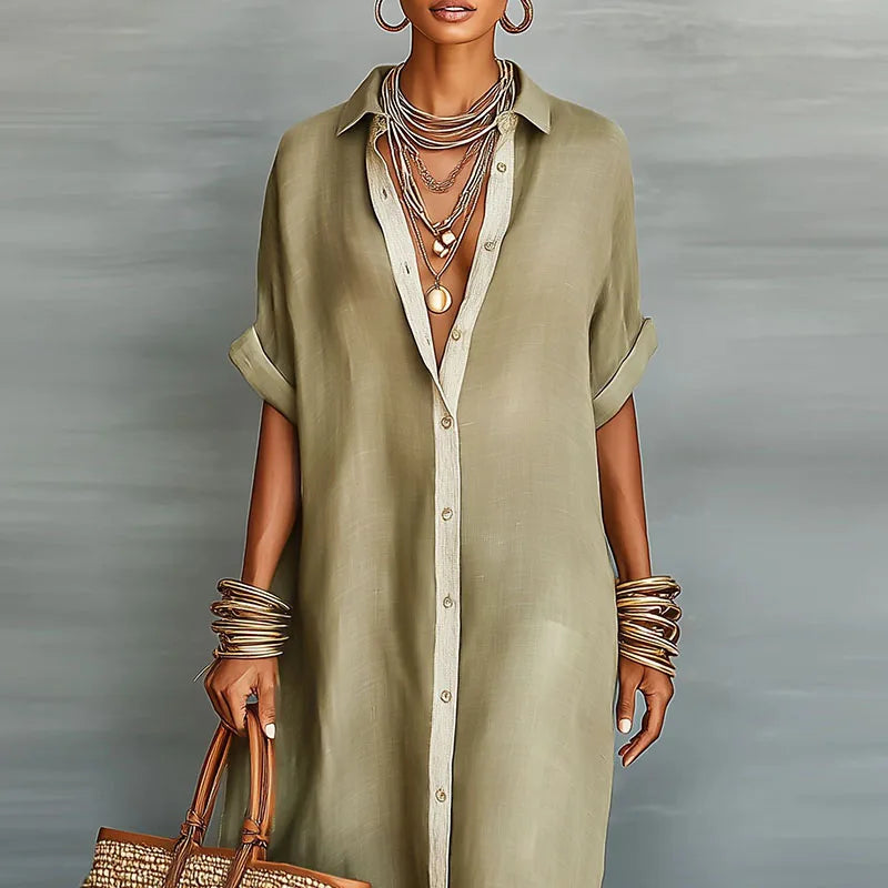 Freya Linen Long Shirt Sundress