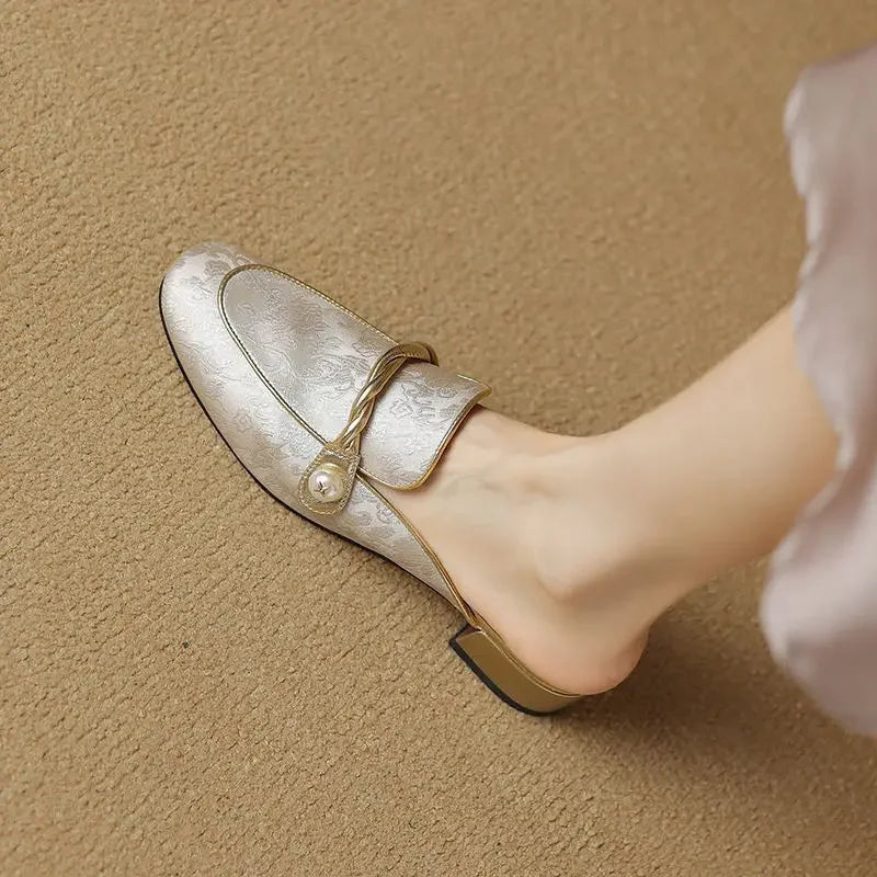 Madeline Floral Embossed Square Toe Sandals