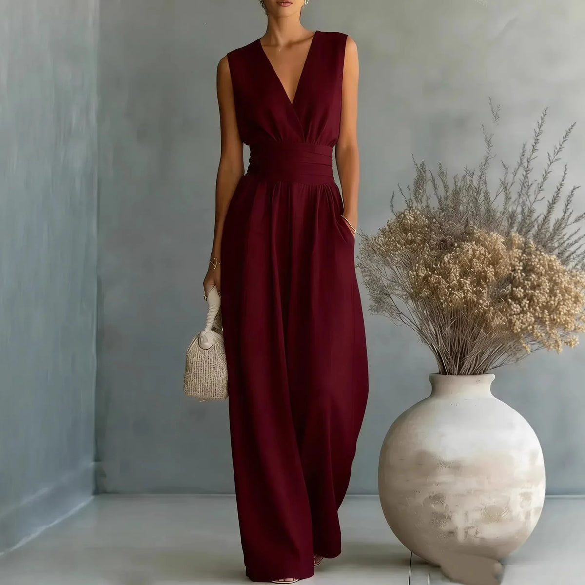 Lily Sleeveless V Neck Jumpsuit