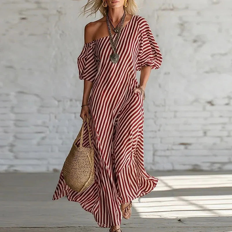 Sian One Shoulder Puff Sleeve Dress