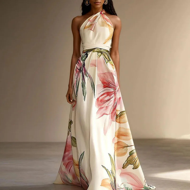 Vestido Floral Wedding Guest Maxi Dress