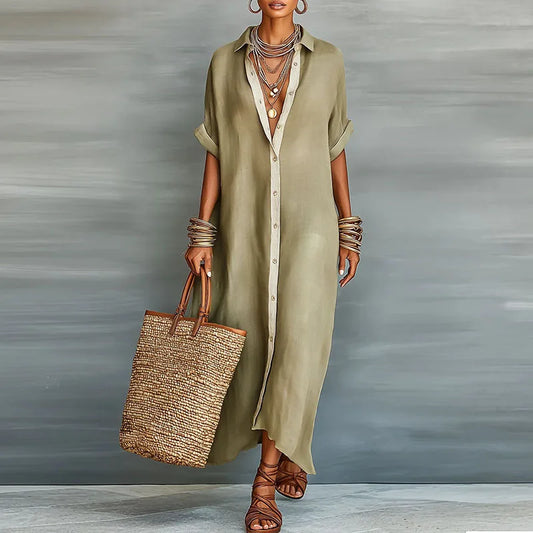 Freya Linen Long Shirt Sundress