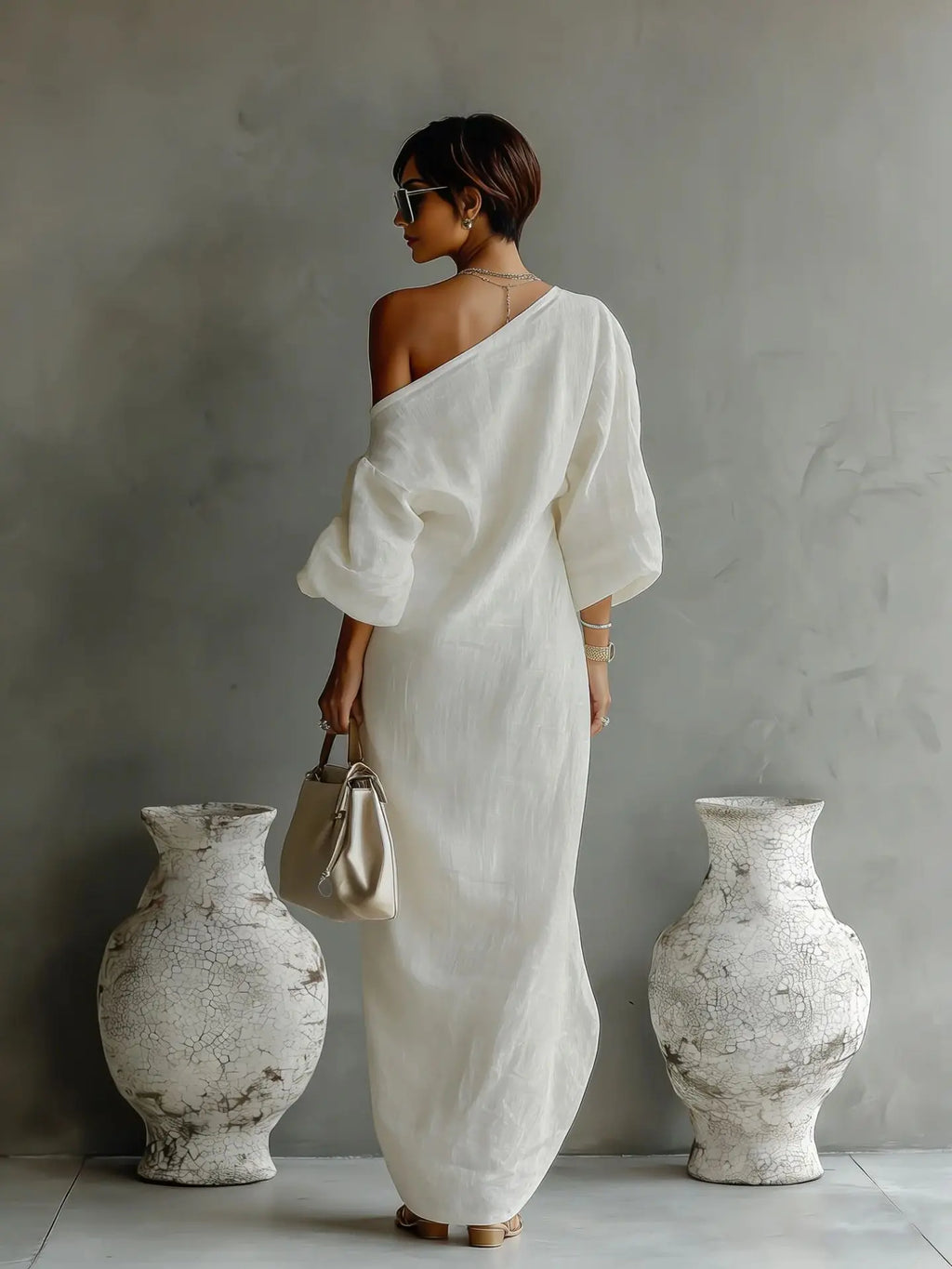 Violet Linen One Shoulder Dress
