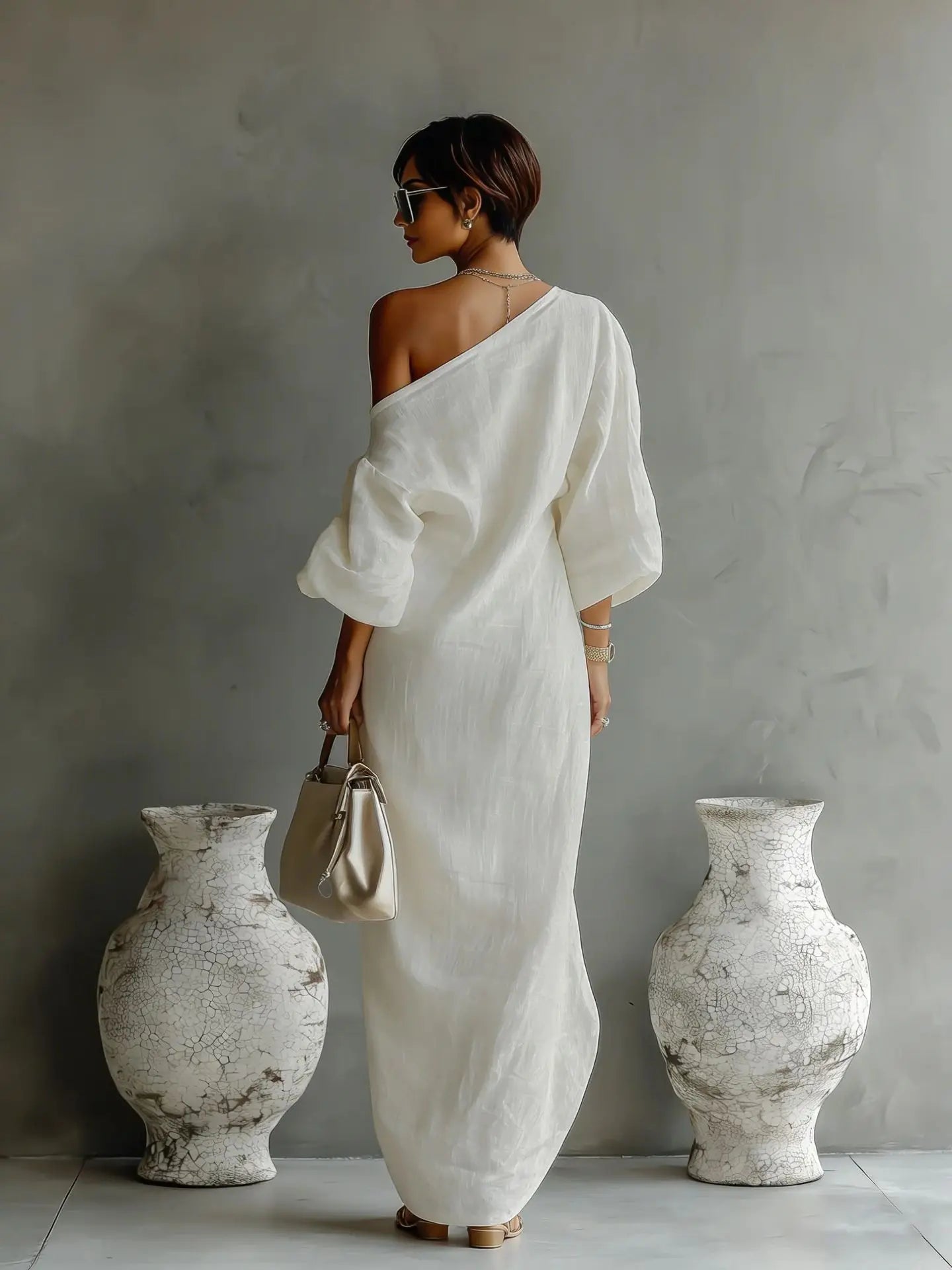 Violet Linen One Shoulder Dress
