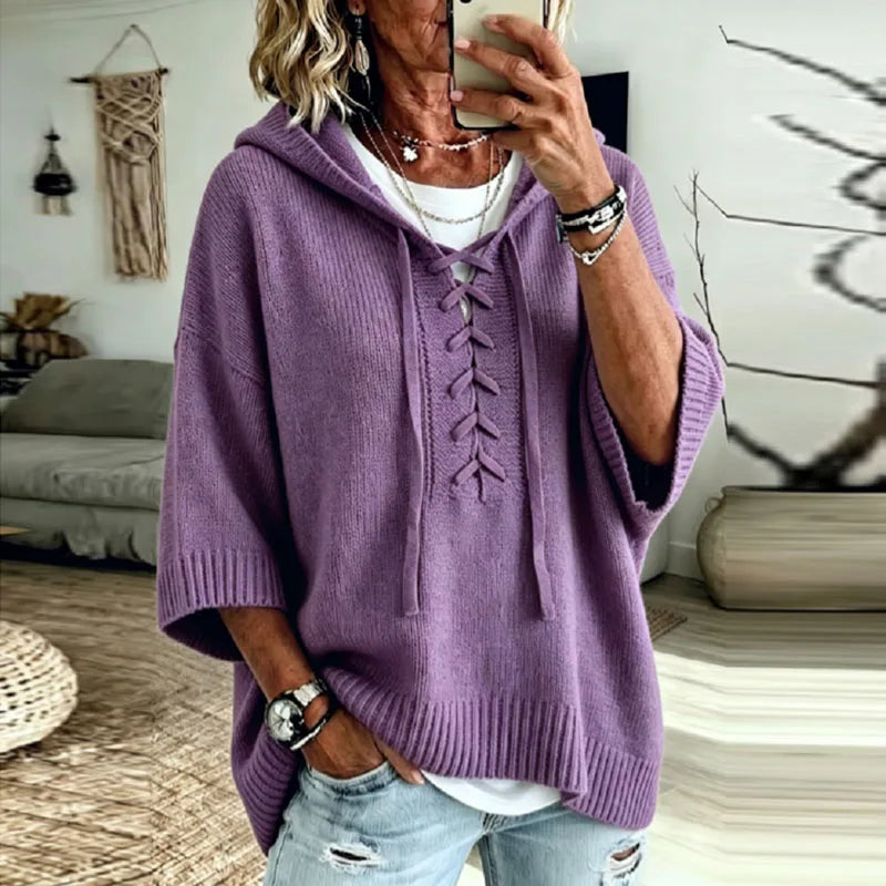 Sloane Lace Up Hooded Pullover