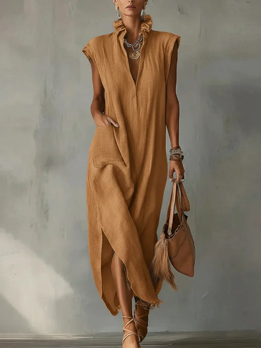 Mary Breathable Linen Midi Dress