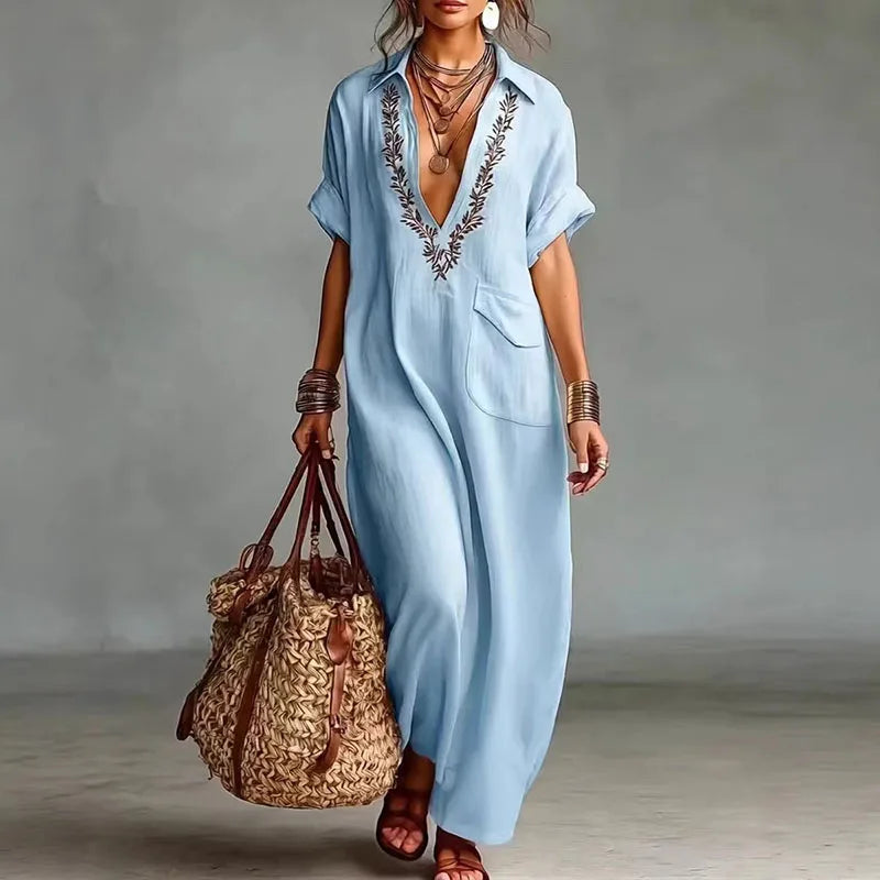 Byonce V Neck Kaftan Dress