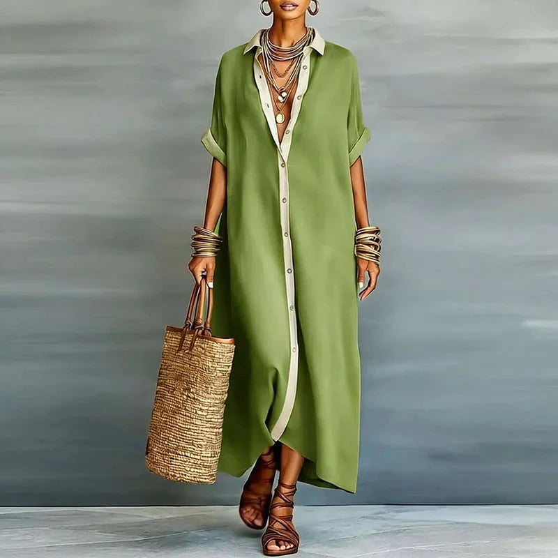 Freya Linen Long Shirt Sundress