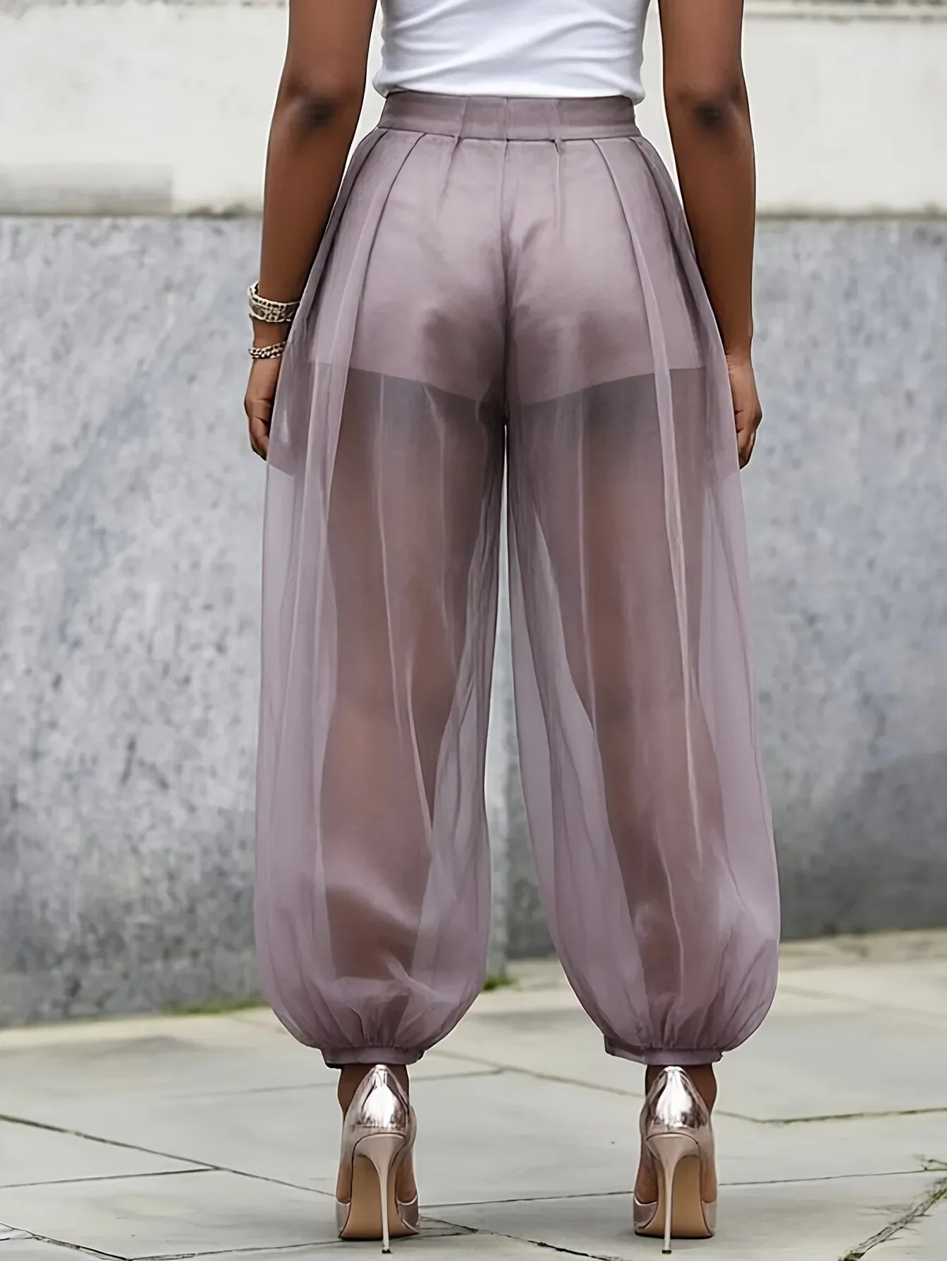 Luciana Sheer Mesh Balloon Trousers