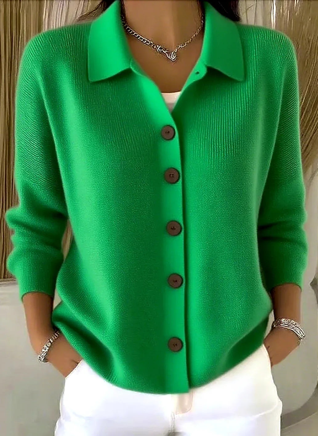 Madina Collared Knit Cardigan