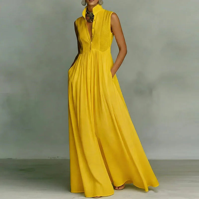 Rowella Sleeveless Ruched Maxi Dress