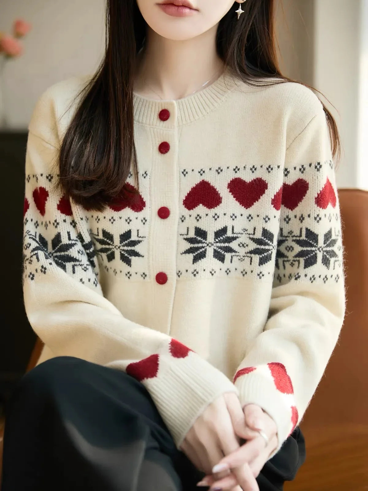Evelina Jacquard Knit Cardigan