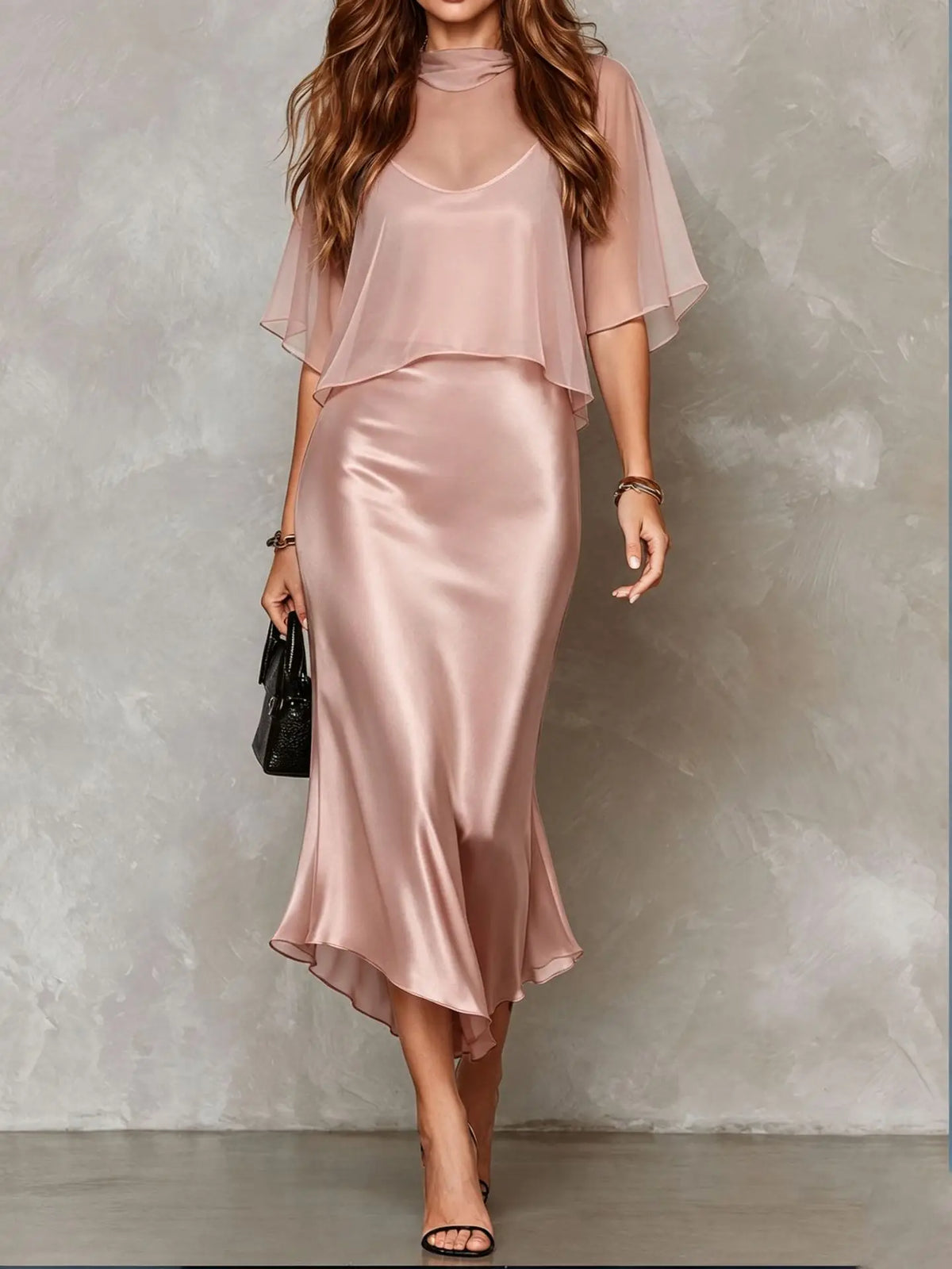 Selena Satin Midi Dress Set