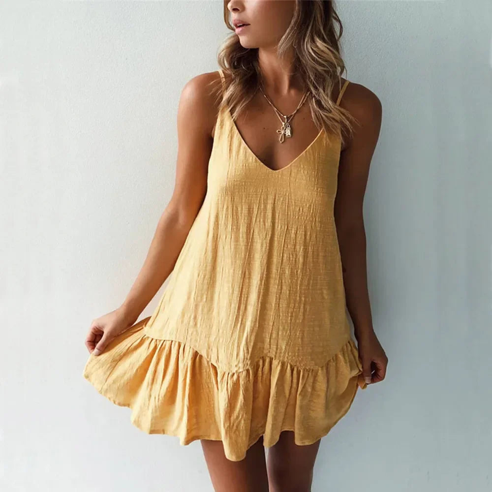 Riyana Linen Ruffle Dress