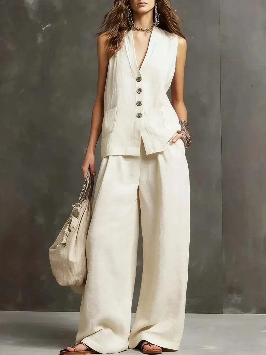 Hannah Breathable Linen Trouser Set