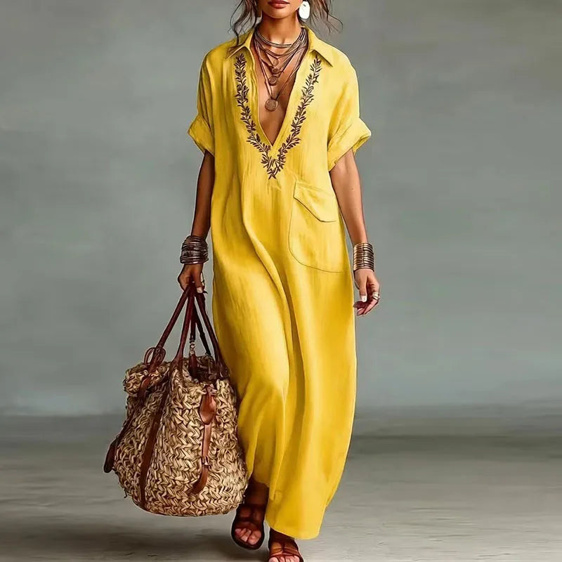 Byonce V Neck Kaftan Dress