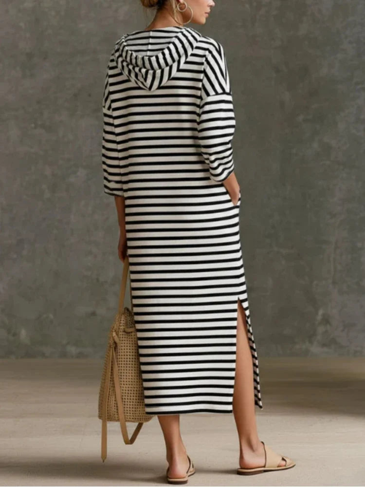Giana Striped Hooded Midi Dress